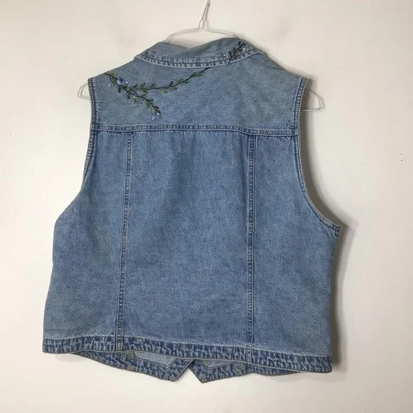 Bill Blass vest women xl denim embroidered vintage - Picture 5 of 7